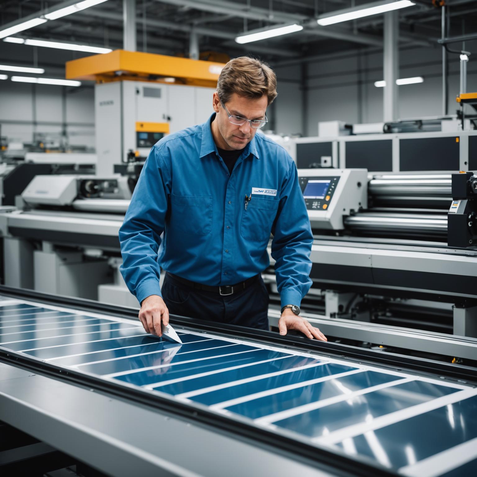 Person standing in a factory with machinery in the background