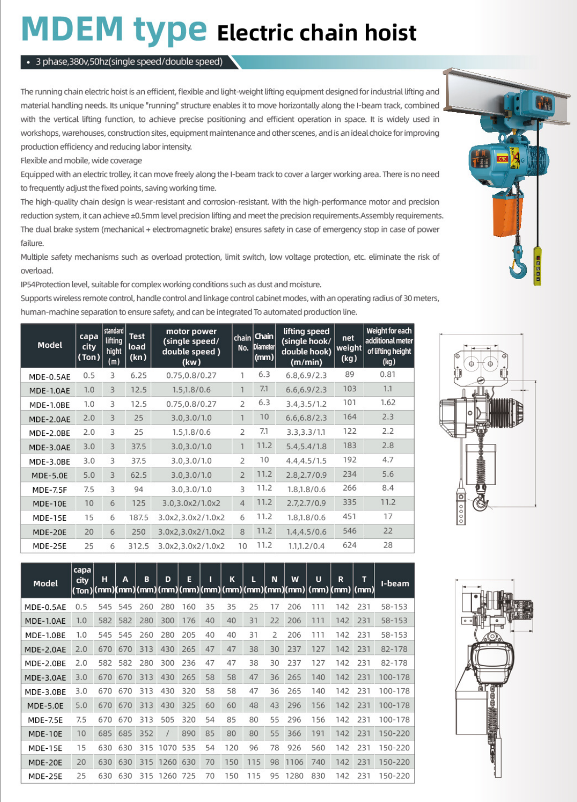 MDEM type Electric chain hoist