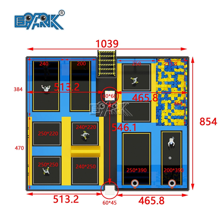 Usine de trampolines d'intérieur en Chine