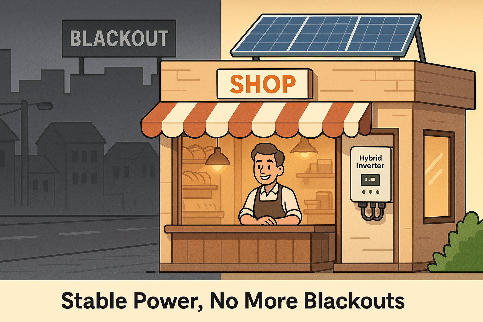 thlinksolar hybrid inverter system for Southeast Asian SME power backup