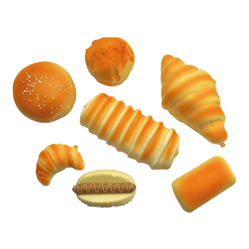 Custom PU Foam Bread Set Slow Rising Simulate Food Squeeze Decompression