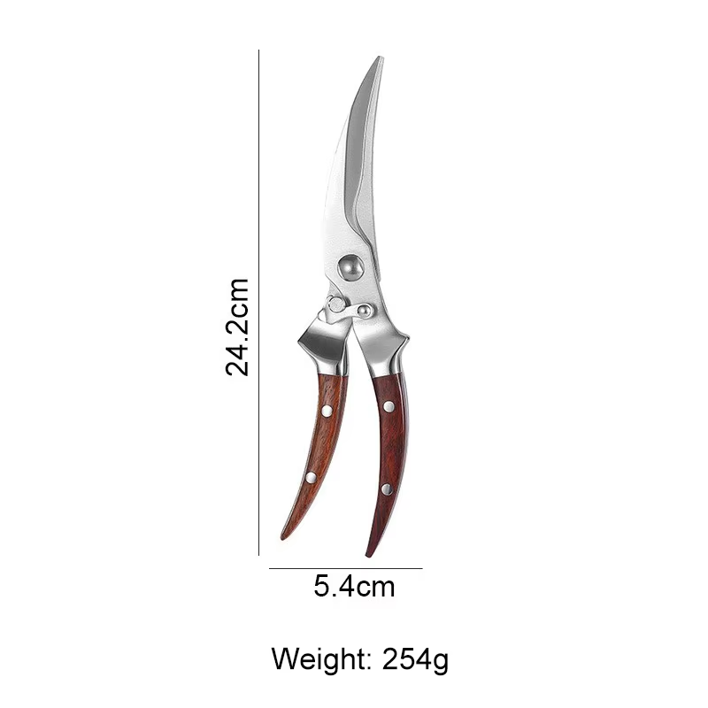 Kitchen scissors with colored wood handle