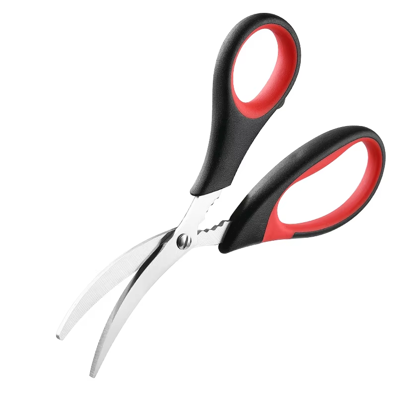 Stainless steel seafood shears curved blade