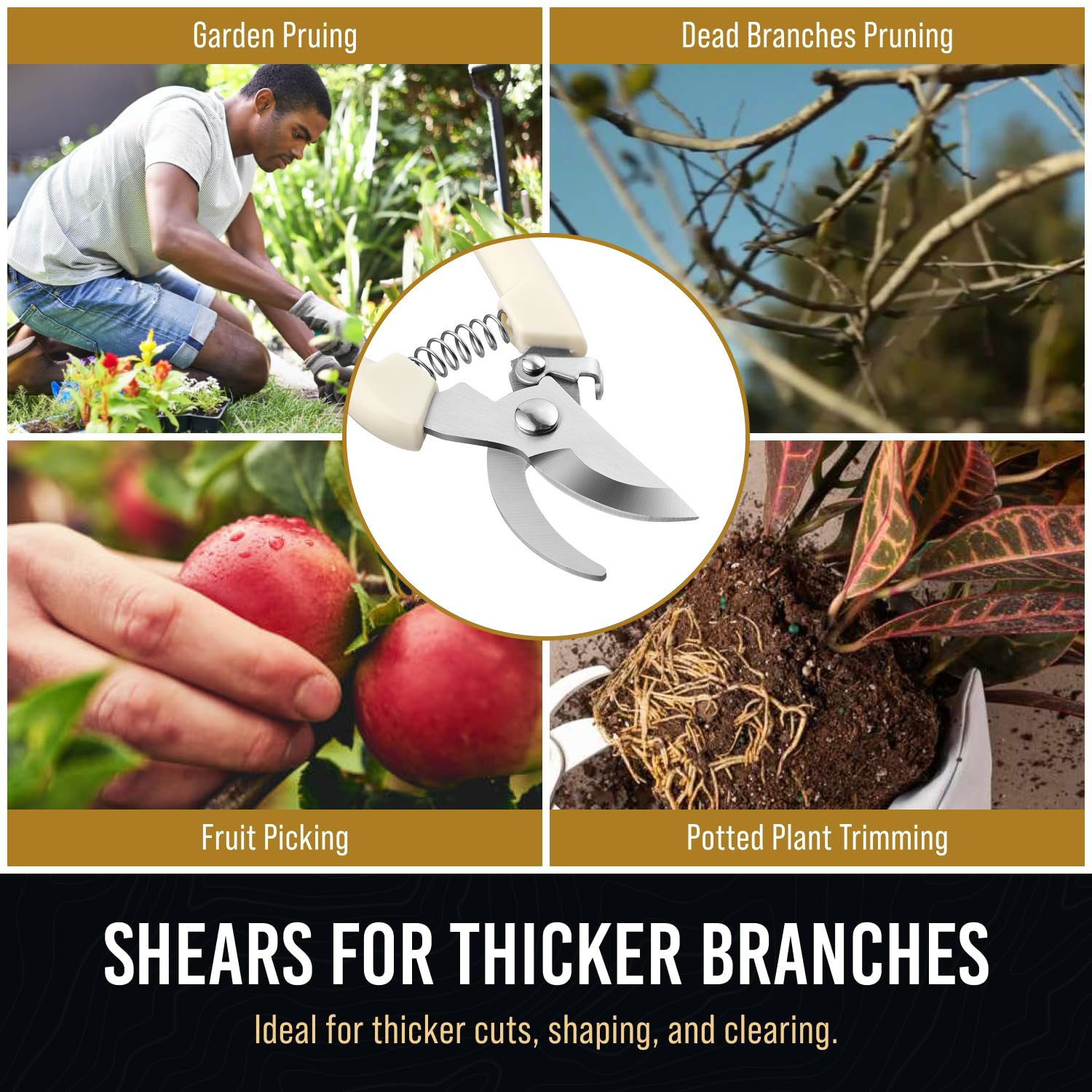 Pruning shears used for trimming plants in home garden