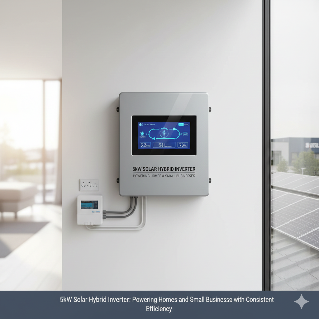5kW ソーラーハイブリッドインバーター: 家庭や中小企業に一貫した効率で電力を供給