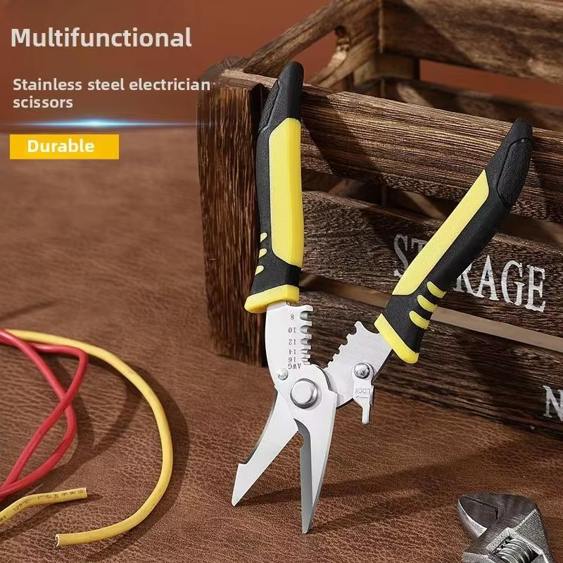 Design ergonômico de cabo antiderrapante para tesouras de eletricista