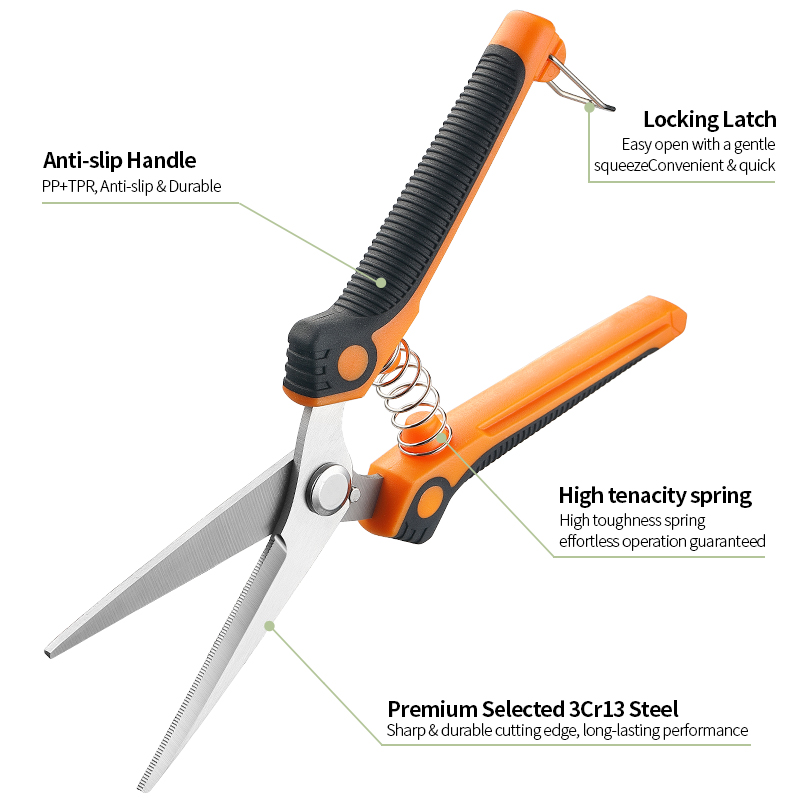 	Stainless steel garden pruning scissors