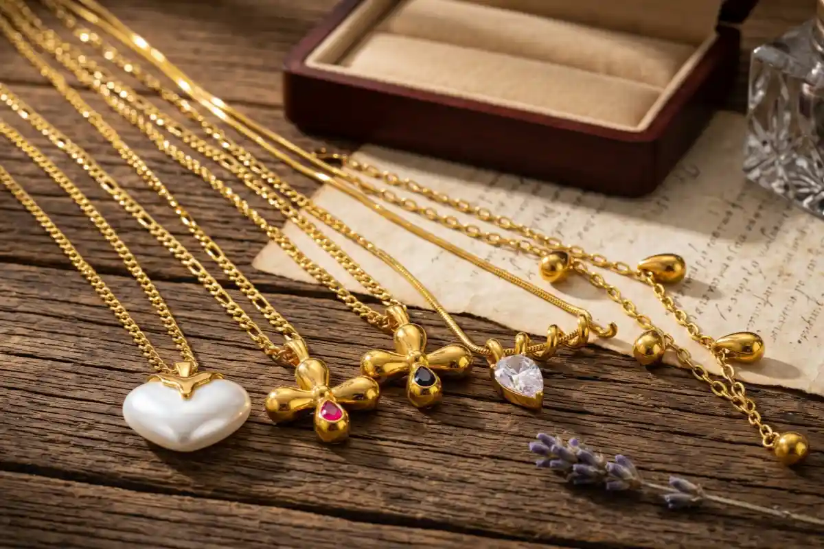 Fabricant en gros de colliers en acier inoxydable poli à la main avec zircon PVD 18 carats