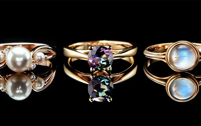 June birthstones pearl alexandrite moonstone with unique birthstone colors