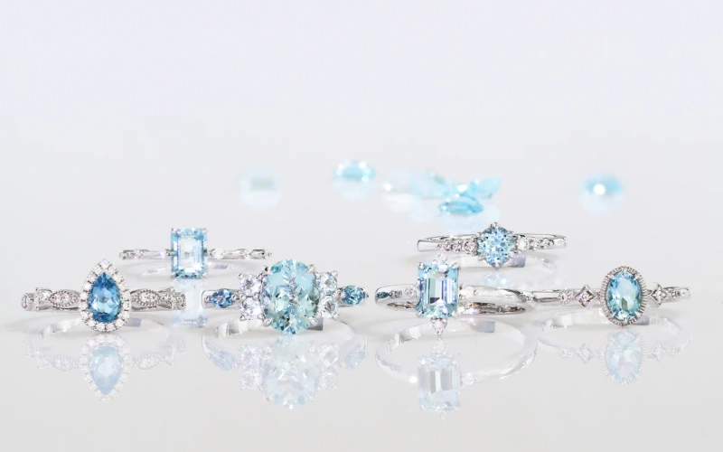 March aquamarine light blue birthstone crystal for March birthdays