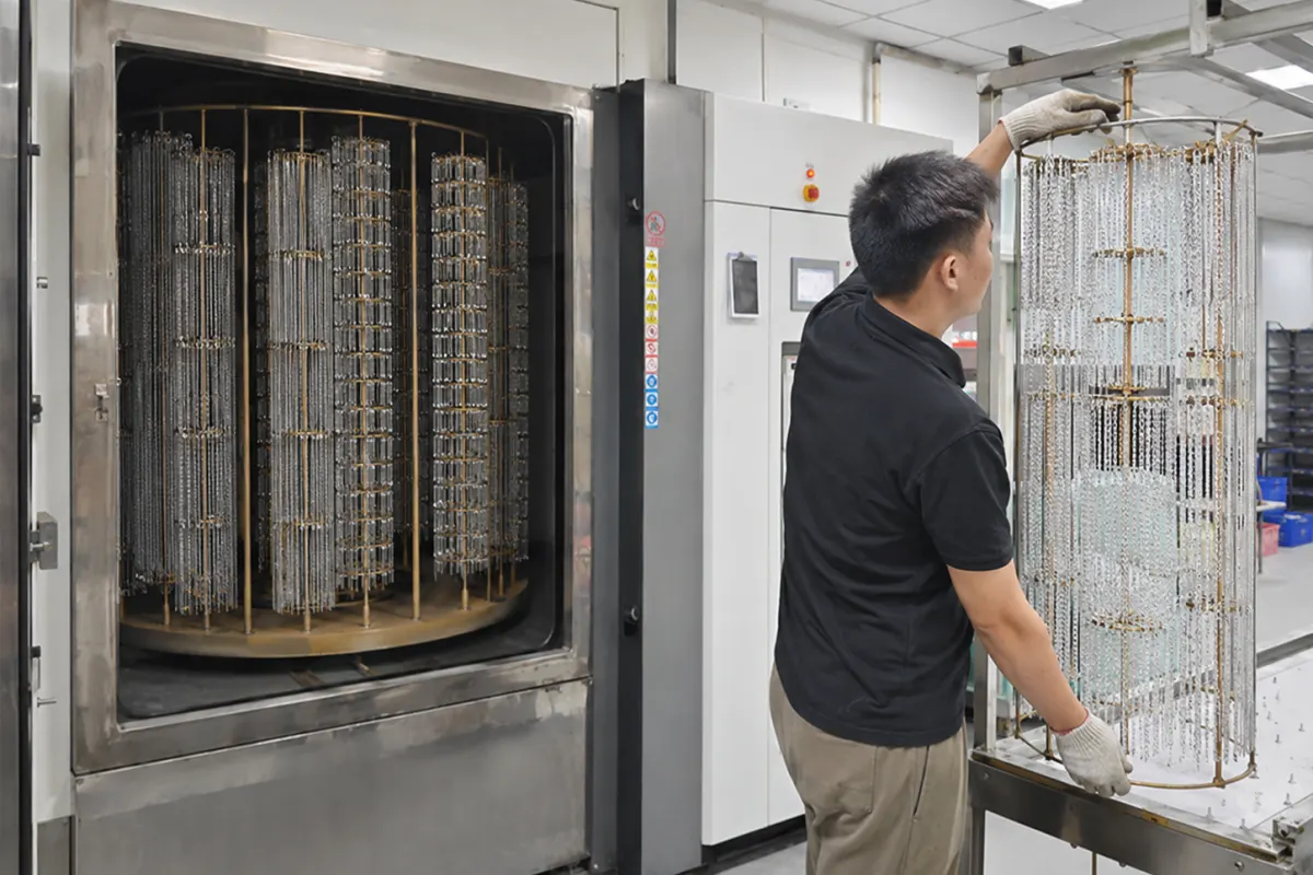 PVD coating process for stainless steel jewelry in a factory production setting