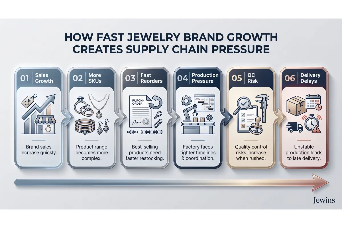 Jewelry brand growth creates supply chain pressure from more SKUs, reorders, quality control, and delivery needs