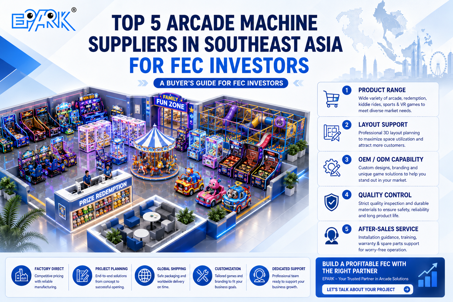 Top 5 Arcade Machine Suppliers in Southeast Asia for FEC Investors