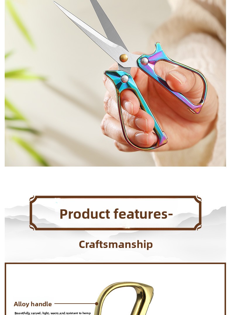 Stainless steel paper cutting scissors with zinc alloy handle