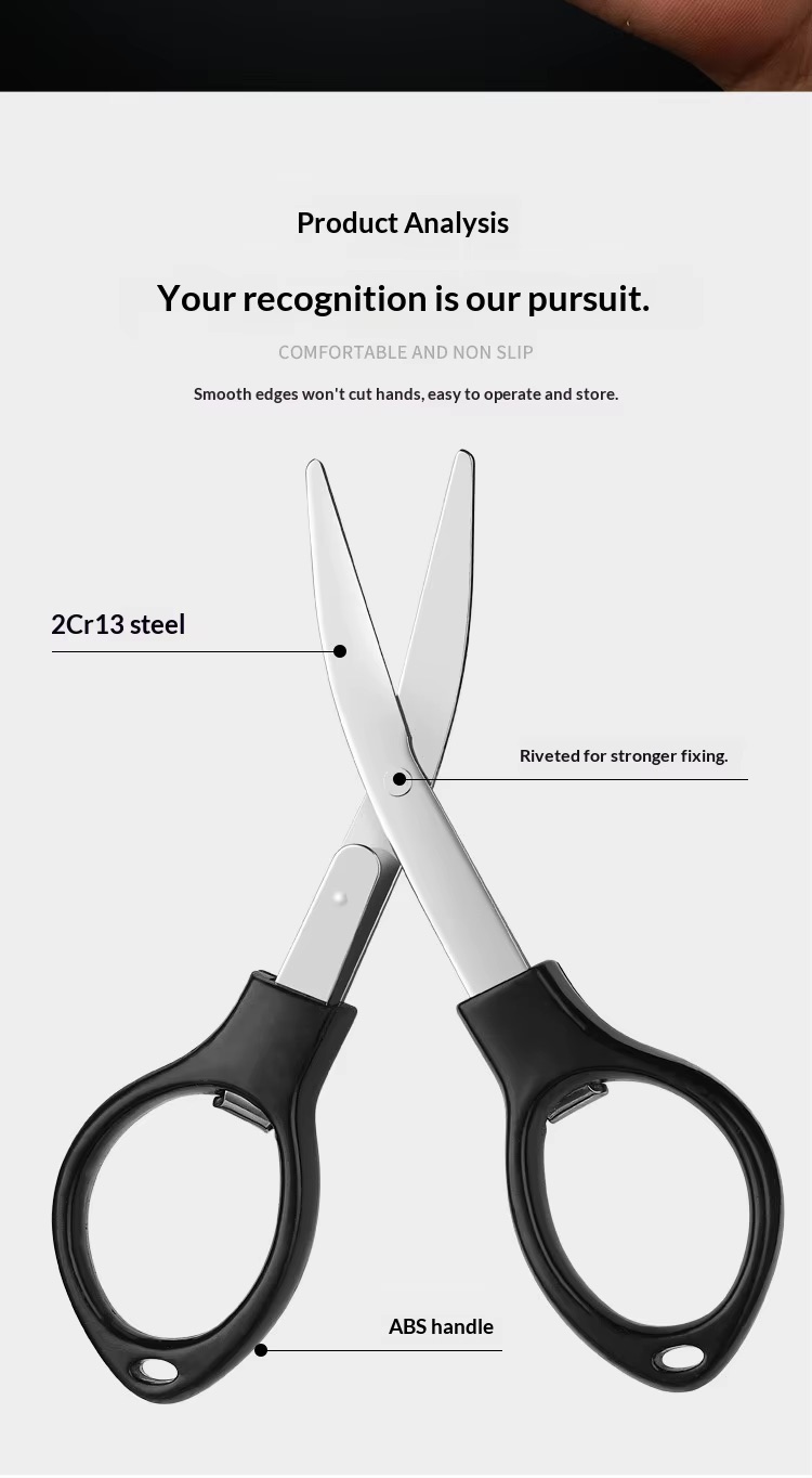 Compact fishing scissors for lead sheet and fishing line trimming
