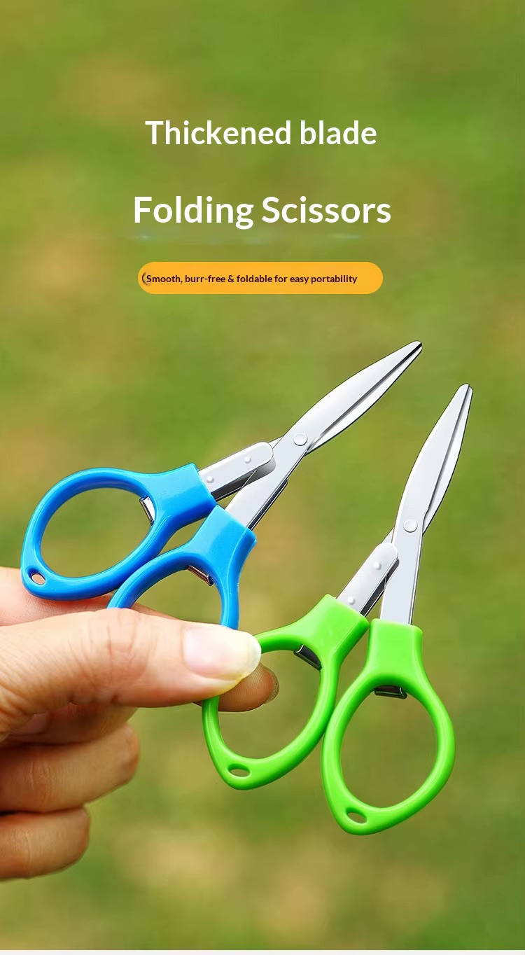 Multifunctional folding fishing scissors with orange ABS handle