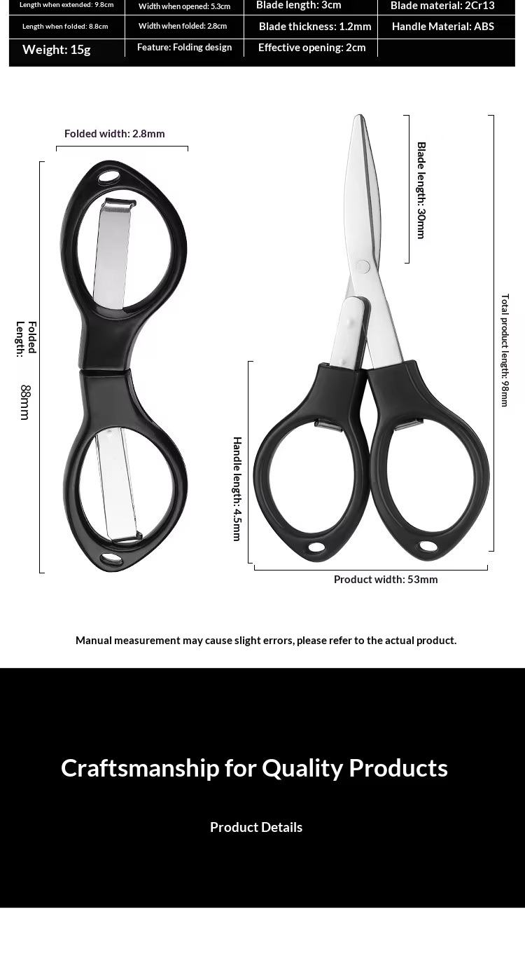 Rust-resistant fishing scissors for braided line cutting
