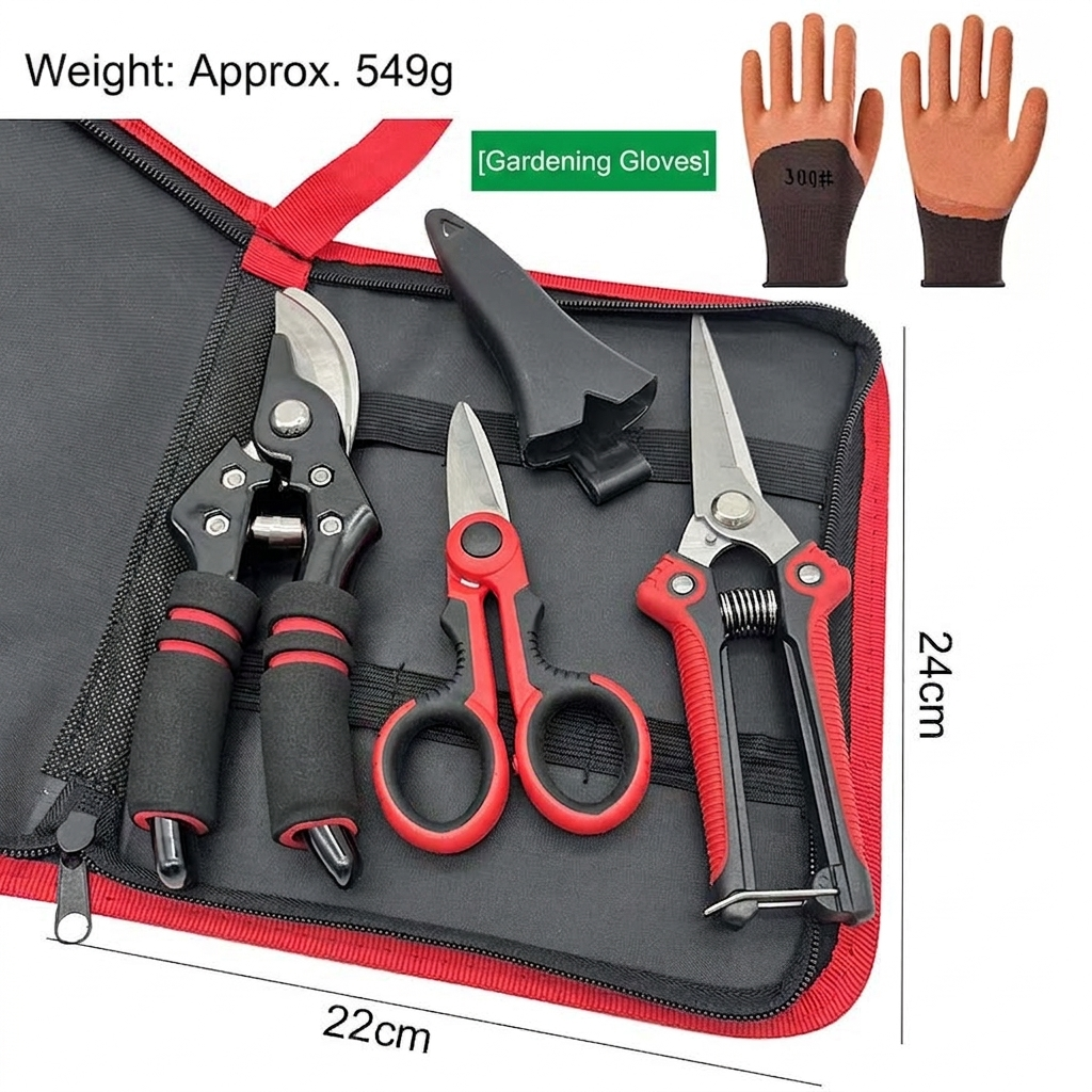 Labor-saving garden pruning shears set with storage bag