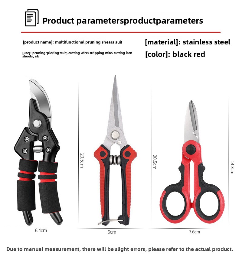 Portable gardening tool set with pruning scissors