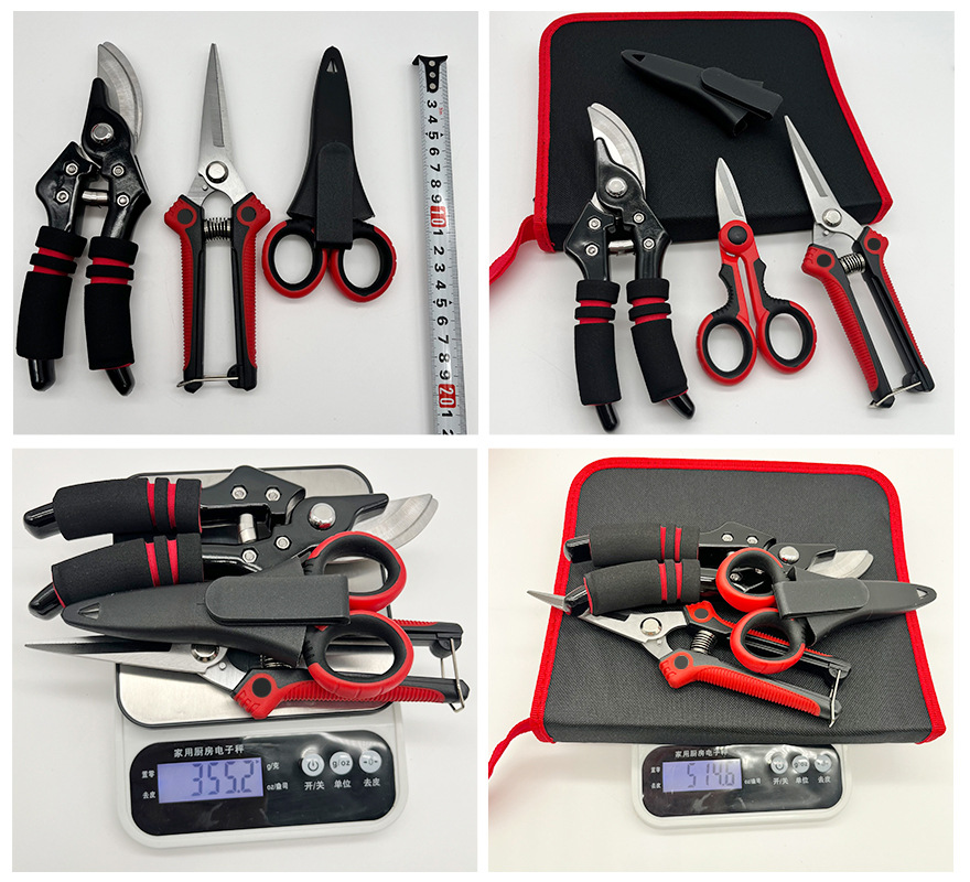 Labor-saving garden pruning shears set with storage bag