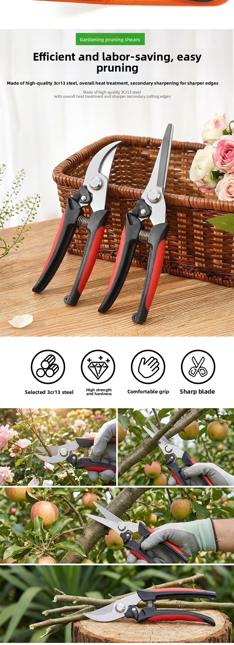 Multi-function garden pruning scissors set