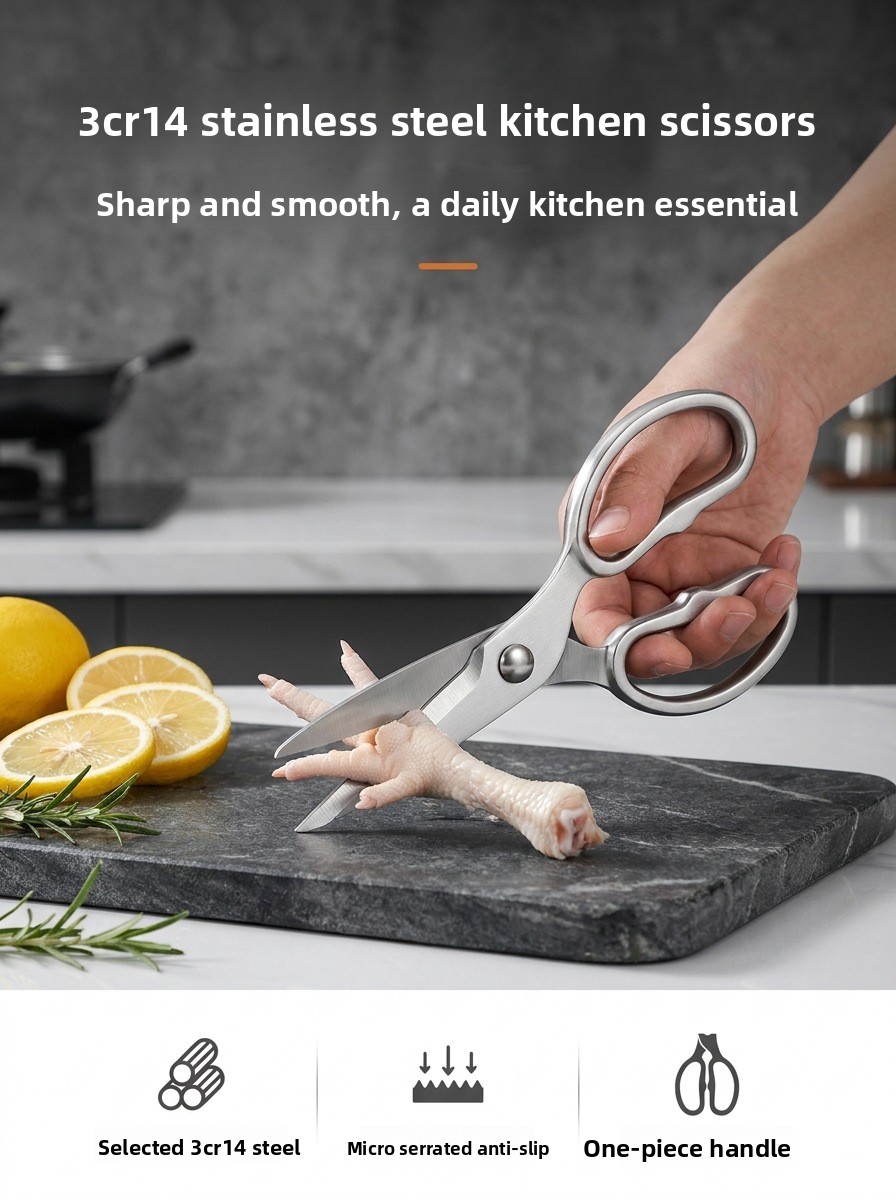 All-steel multi-purpose kitchen scissors