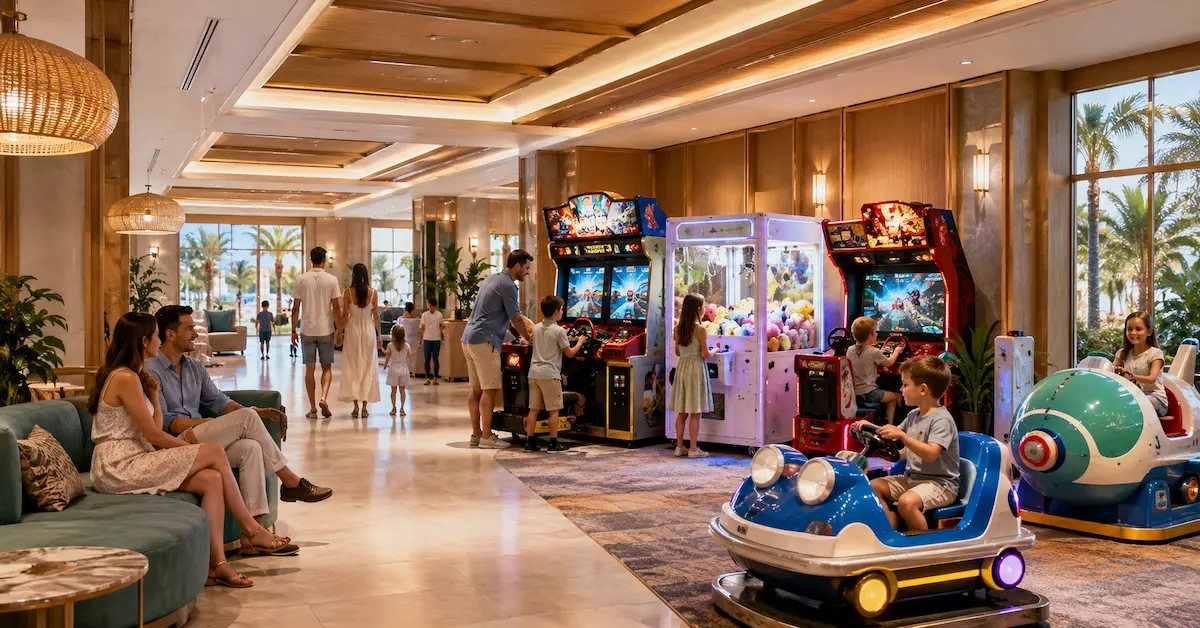 Hotel resort game machines scene
