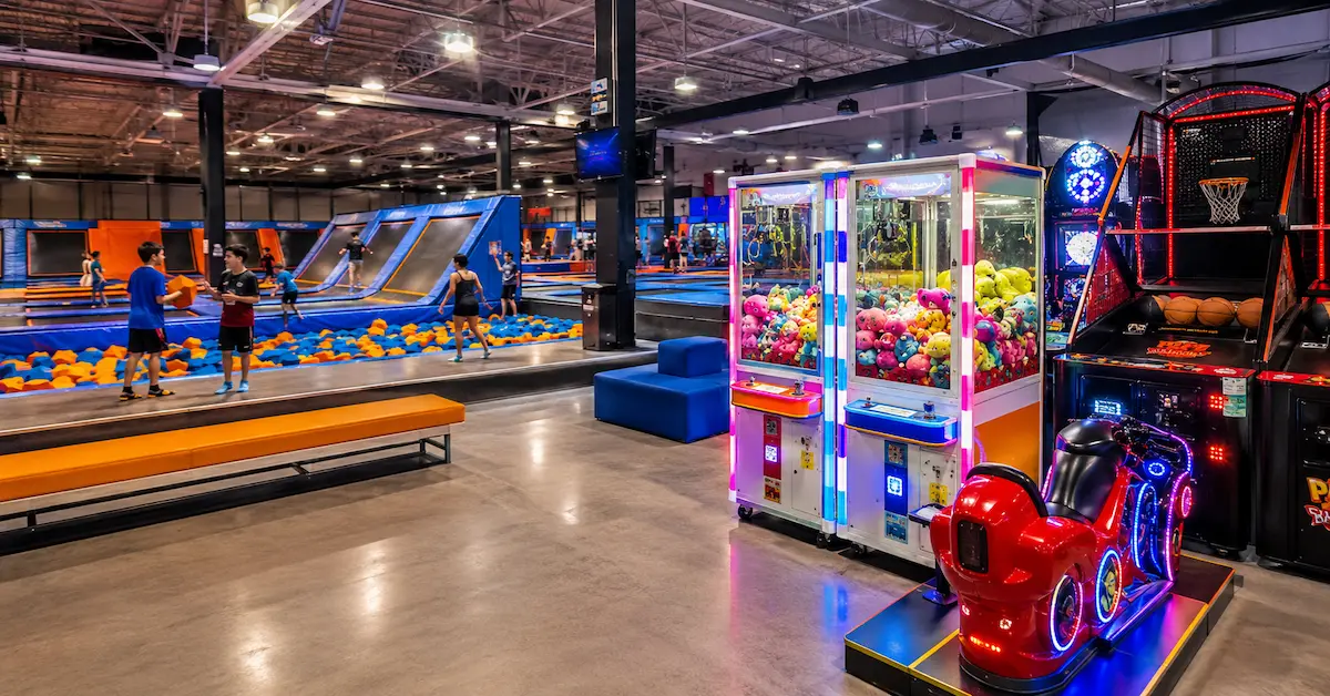 Trampoline park game zone scene