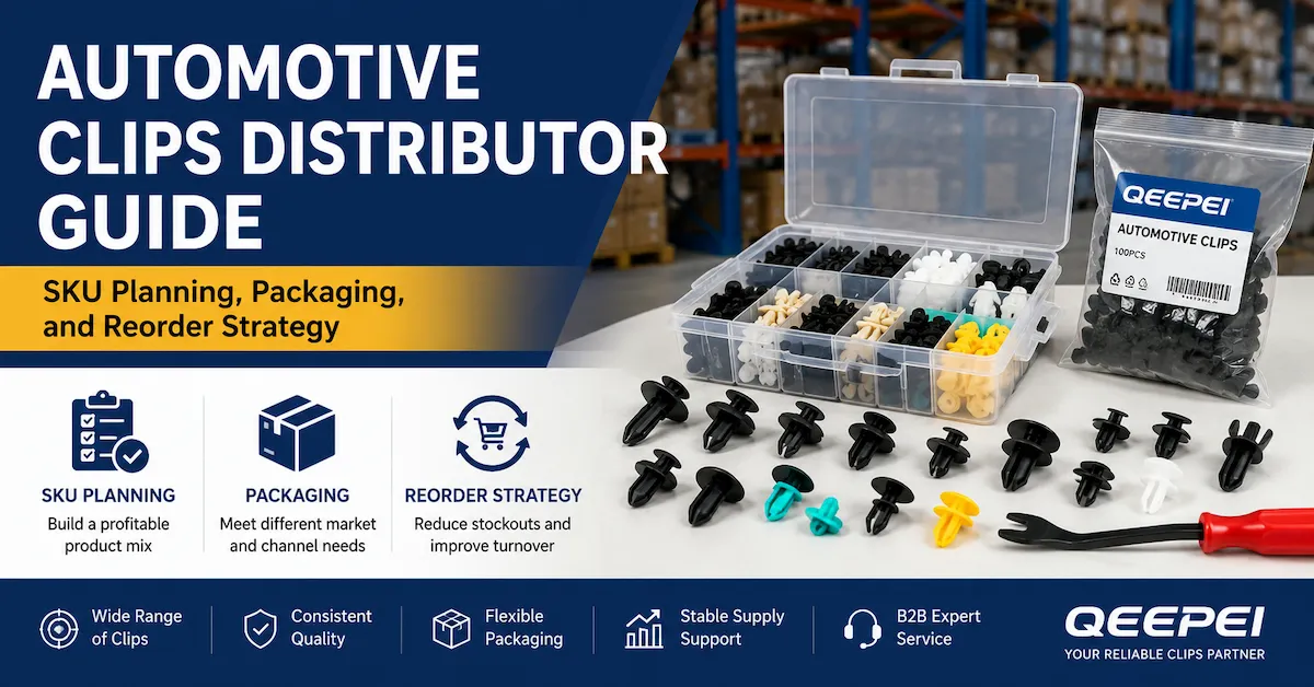 Guía del distribuidor de clips para automóviles: Planificación de SKU, empaquetado y estrategia de reabastecimiento.