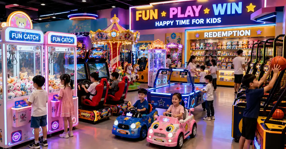 Escena de entretenimiento de juegos recreativos para niños