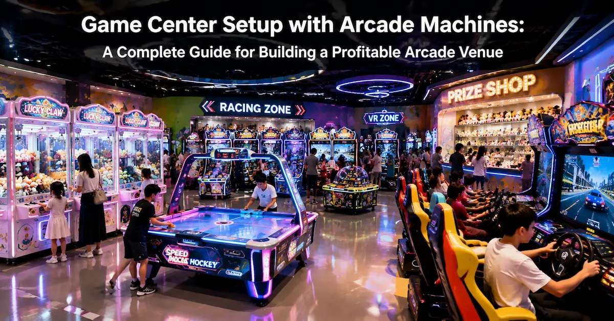 Game center setup with arcade machines