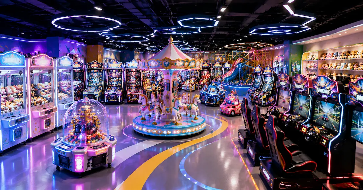 Game center setup arcade scene