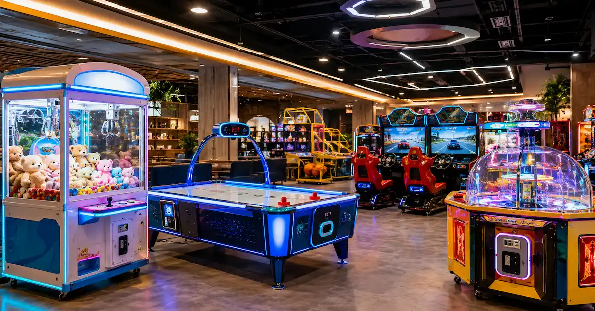 ODM game machine manufacturer showroom scene