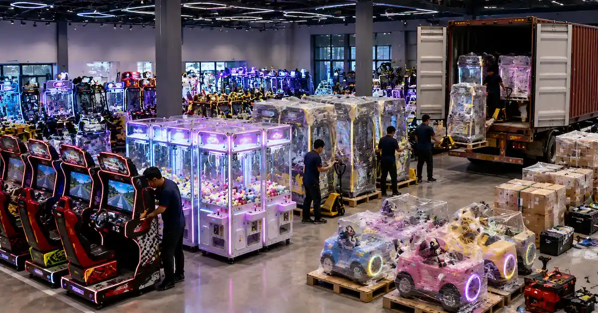Bulk arcade machine shipping process