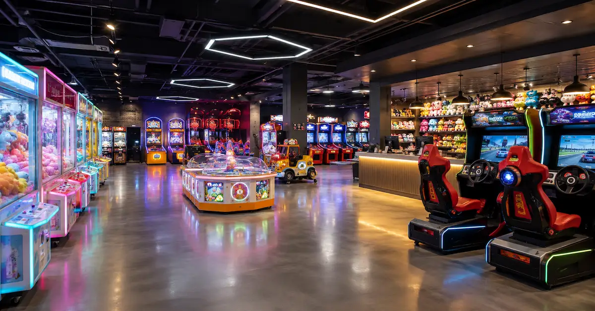 Arcade machines for business application scene
