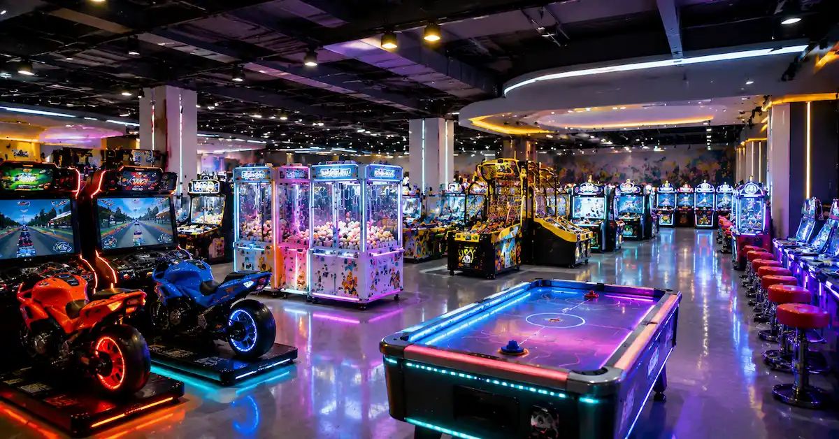 High traffic arcade equipment layout