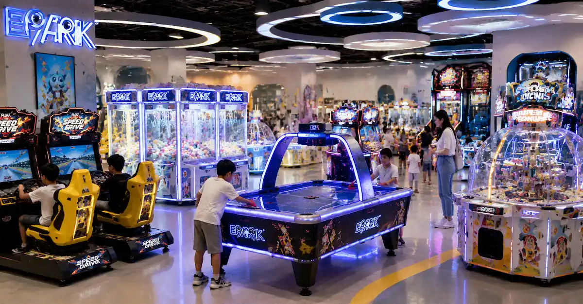Coin operated game machine arcade scene