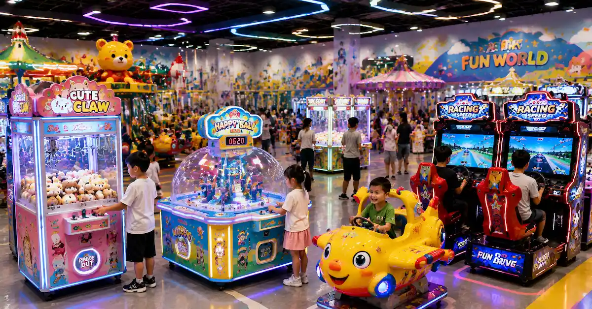 Kids arcade equipment play center scene