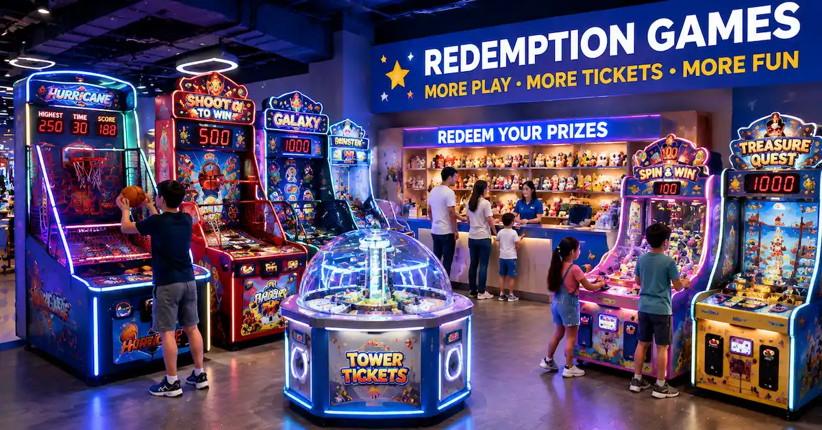 Redemption game machine arcade scene