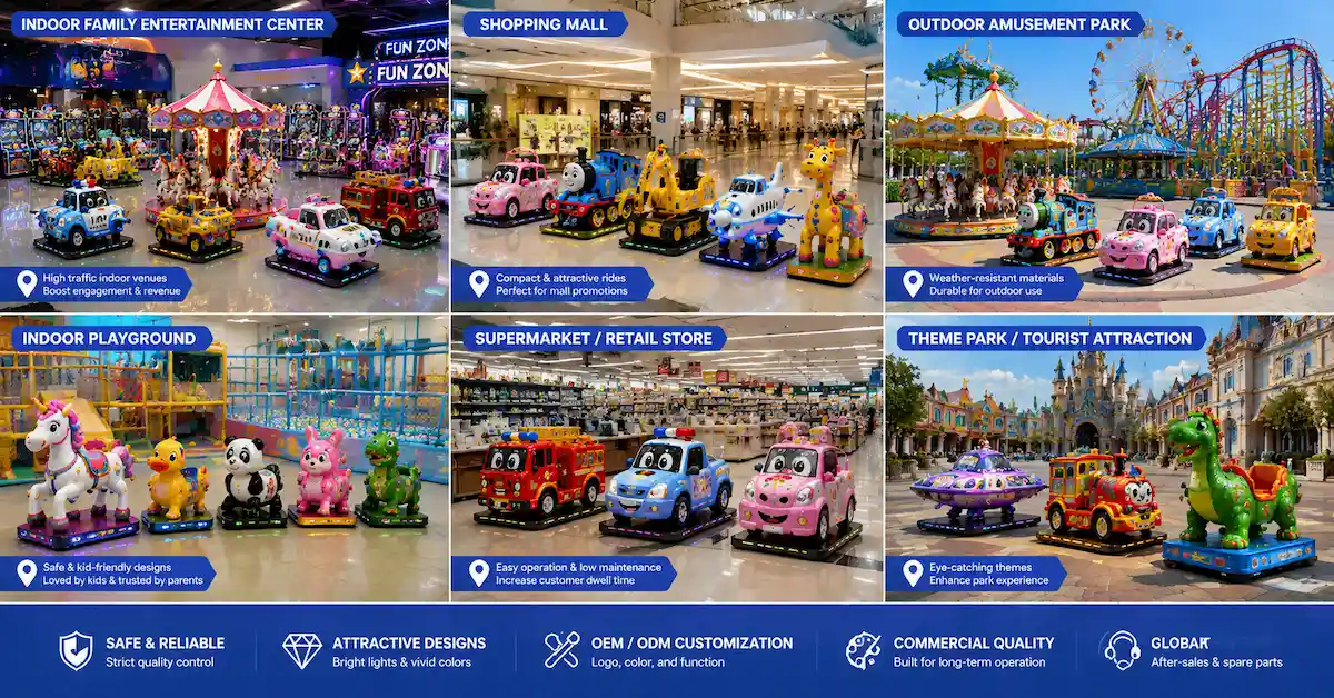 Kiddie ride theme park equipment scene