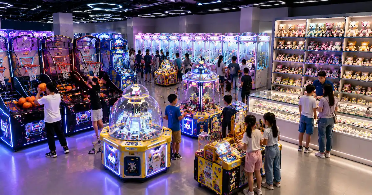 Ticket redemption arcade equipment scene
