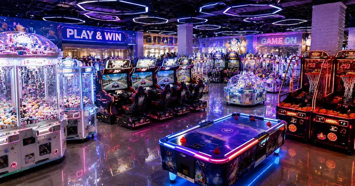 Commercial arcade equipment scene