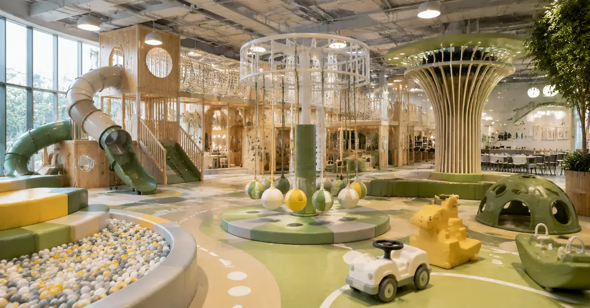 Commercial playground equipment scene