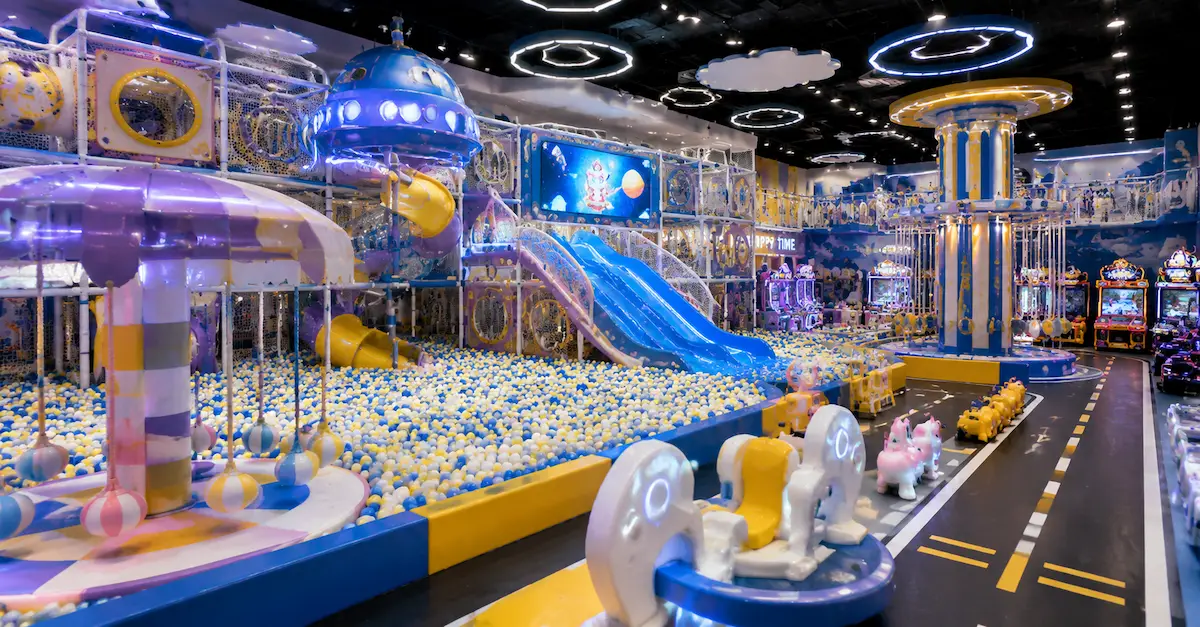 Colorful indoor playground slide
