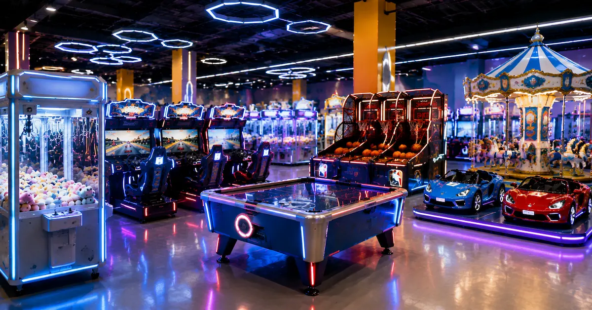 Commercial arcade game equipment zone