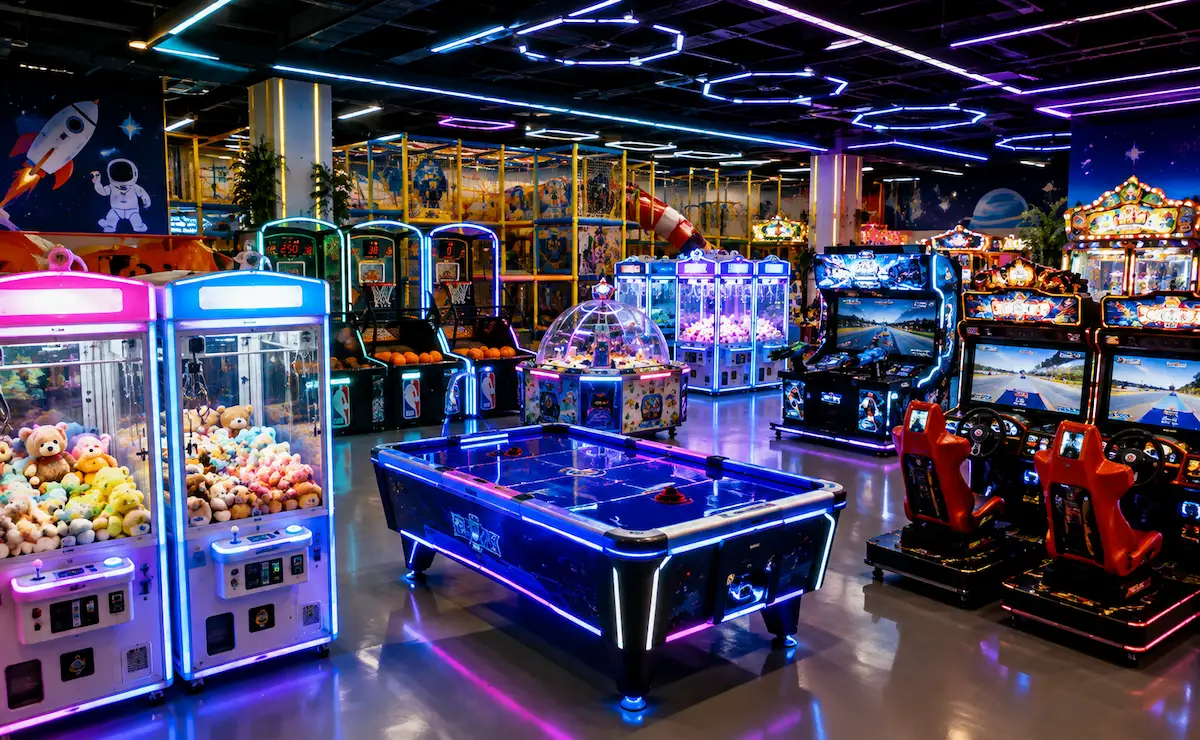 Commercial amusement machines in FEC arcade