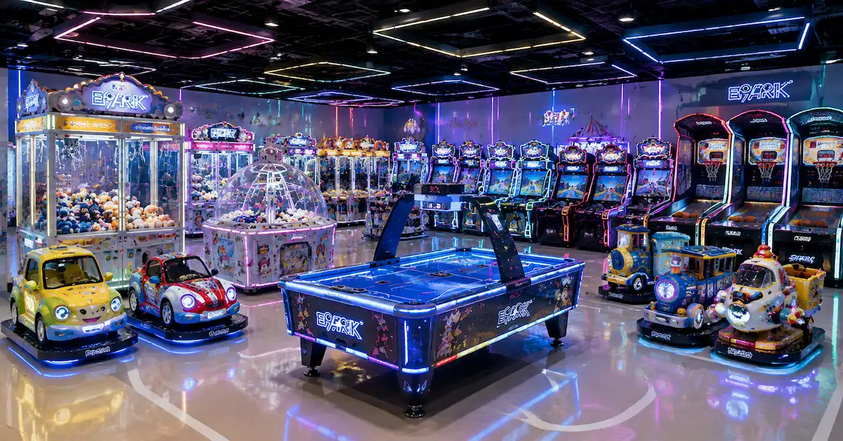 Family arcade equipment FEC center scene