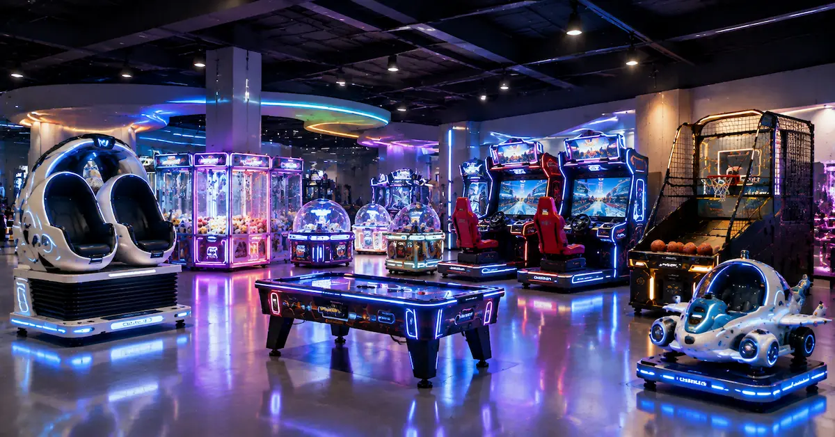 Commercial arcade machine showroom
