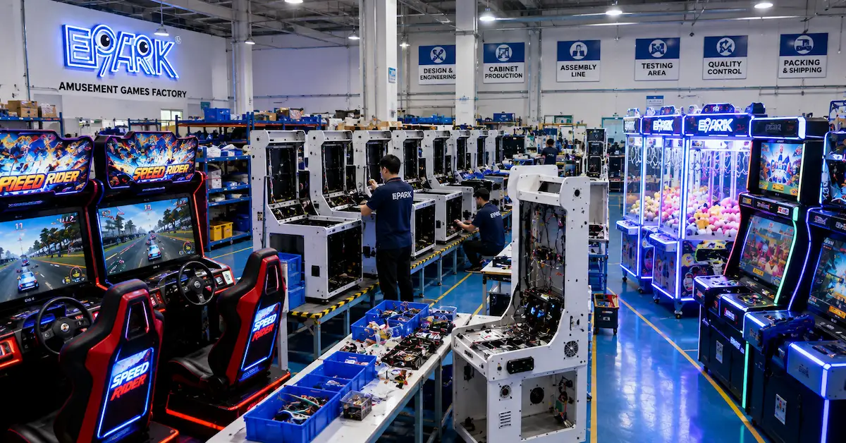 Arcade machine production factory scene