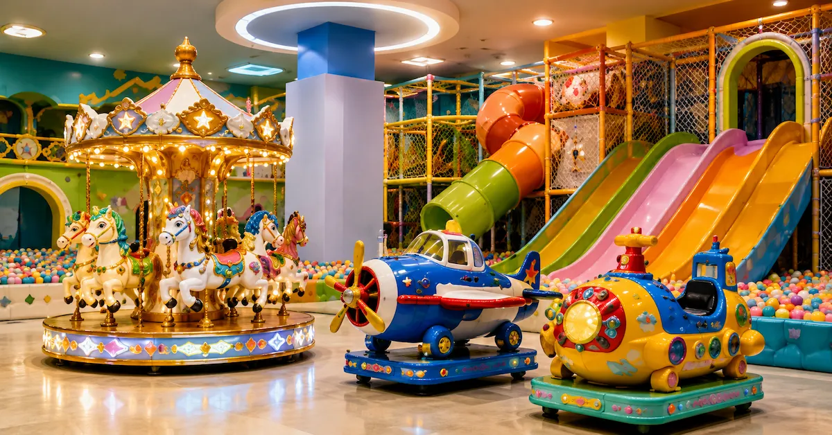 Kiddie rides in indoor playground